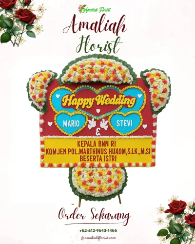Karangan Papan Bunga Pernikahan di Simalingkar B